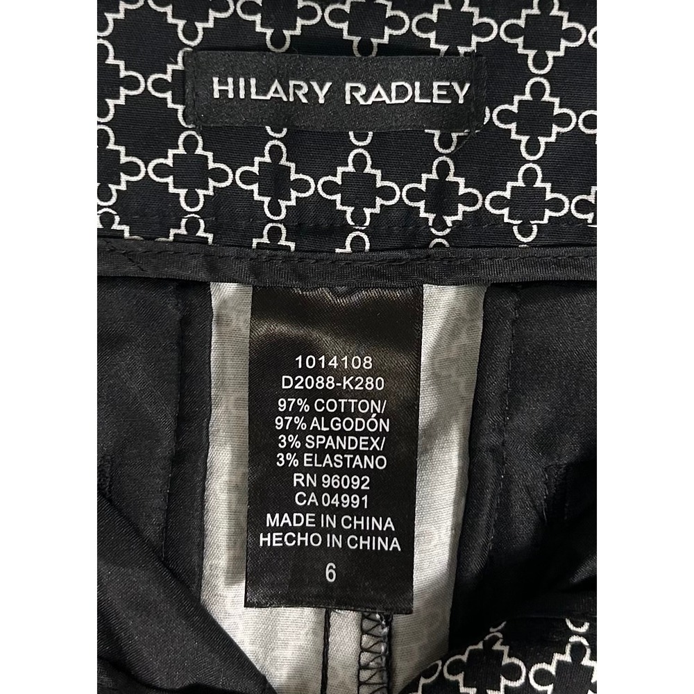Hilary Radley Womens Black White Quatrefoil Geometric Capris Pants Size 6 - Picture 5 of 7